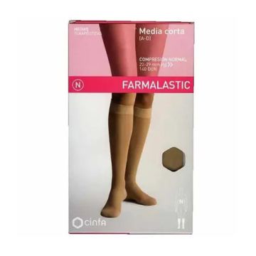 Farmalastic Media Corta Compresión Normal Beige, Talla XL