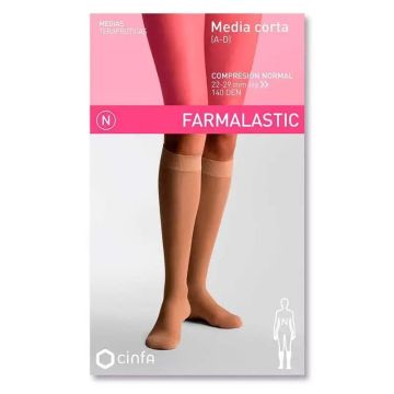 Farmalastic Media Corta Compresión Normal Negra, Talla XL