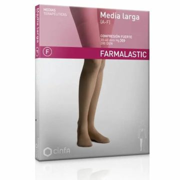 Farmalastic Media Larga Compresión Fuerte Beige, Talla Grande