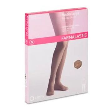 Farmalastic Media Larga Blonda Compresión Normal Beige, Talla Reina Plus