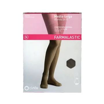 Farmalastic Media Larga Blonda Compresión Normal Negro, Talla Reina Plus