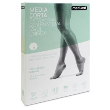 Medilast Media Corta con Puntera Negro Pequeña