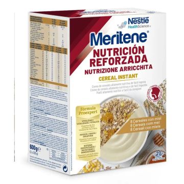Meritene Cereal Instant Crema de 8 Cereales con Miel, 2 x 300 gr