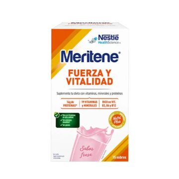 Meritene Fuerza y Vitalidad Batido Sabor Fresa, 15 sobres x 30 gr