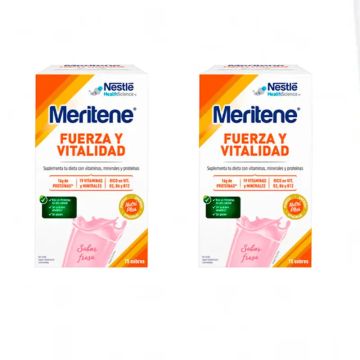 Meritene Fuerza Y Vitalidad Batido Sabor Fresa,2 x 15 sobres 30 gr