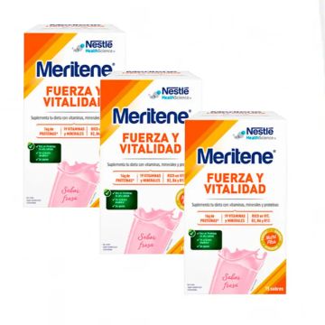 Meritene Fuerza Y Vitalidad Batido Sabor Fresa, 3x15 Sobres 30 Gr