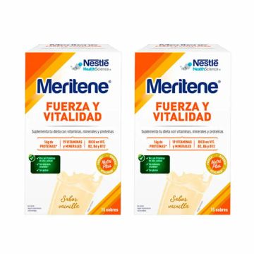 Meritene Fuerza Y Vitalidad Batido Sabor Vainilla 2x15 Sobres, 30 gr