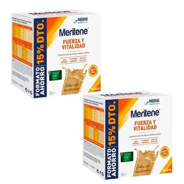 Meritene Fuerza y Vitalidad Café Descafeinado Formato Ahorro Pack 2 x 30 sobres