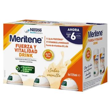 Meritene Fuerza y Vitalidad Drink Sabor Vainilla, 6 x 125 ml