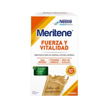 Meritene Fuerza y Vitalidad Batido Sabor Café Descafeinado,15 Sobres