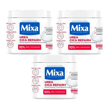 Mixa Triplo Bálsamo Repador Urea Cica Repair+ Para Piel Seca, Rugosa E Irregular3 x 400Ml