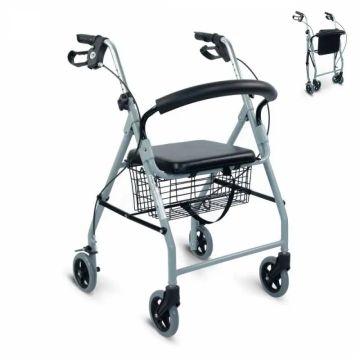 Mobiclinic Andador Con Asiento Respaldo Y Cesta Plegable Deluxe