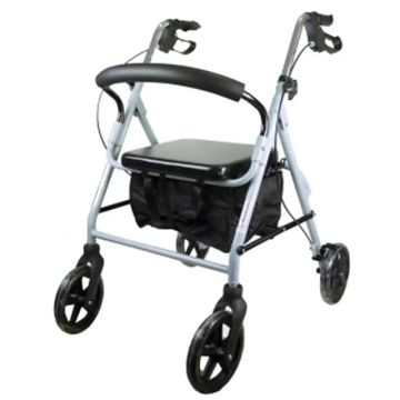 Mobiclinic Andador Con Ruedas - Plegable - Aluminio - Frenos En Manetas -Asiento Y Respaldo - Gris - Sofía