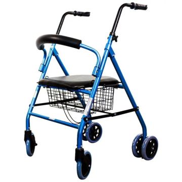 Mobiclinic Andador Plegable Con Asiento Y Respaldo Azul Claro