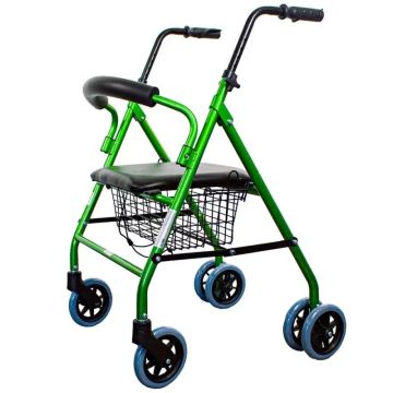 Mobiclinic Andador Plegable Con Asiento Y Respaldo Verde Manzana