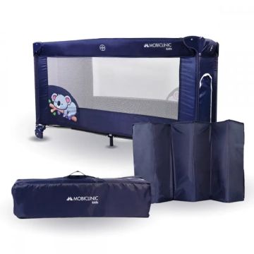 Mobiclinic Cuna De Viaje Con Ruedas - Portátil - Plegable - Resistente - TelaTranspirable - Bolsa De Transporte - Azul- Mofli