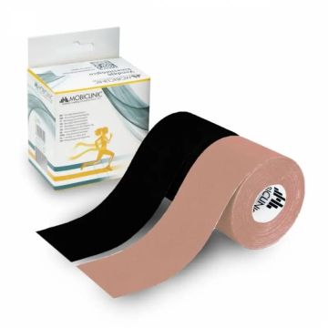 Mobiclinic Pack De 2 Kinesiotape Negro Y Beige Impermeable Venda Neuromuscular5Mx5Cm