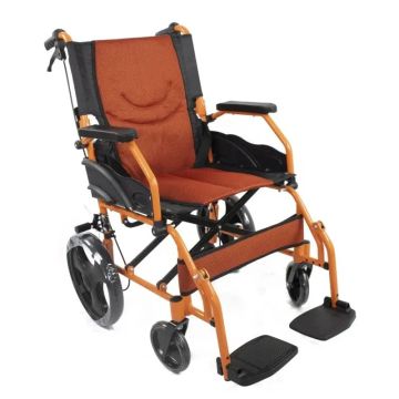 Mobiclinic Silla De Ruedas Plegable Aluminio Freno En Manetas ReposapiésReposabrazos Naranja Pirámide