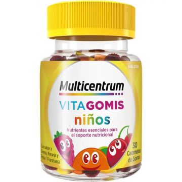 Multicentrum Vitagomis Junior Multivitamínico Para Niños Sabor A Cereza, NaranjaY Fresa, 30 gominolas