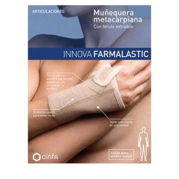 Farmalastic Muñequera Metacarpiana Con Férula Extraíble, Talla Pequeña Beige