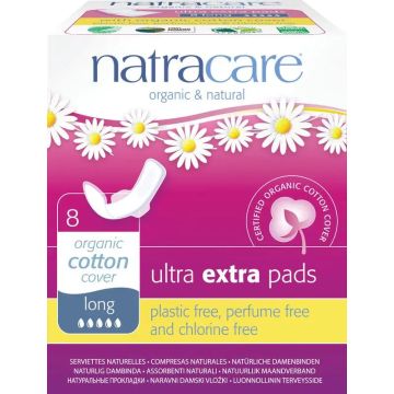 Natracare Compresa Ultra Extra Larga Alas (Plegada), 8 Unidades