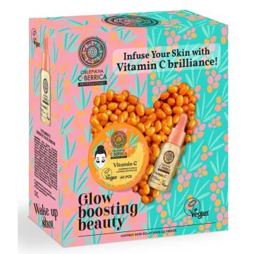 Natura Siberica Set Regalo De Oblepikha Cberrica Glow Boosting Beauty ParchesPara El Contorno De Los Ojos, 60 Uds + Sérum Energizante, 30 Ml