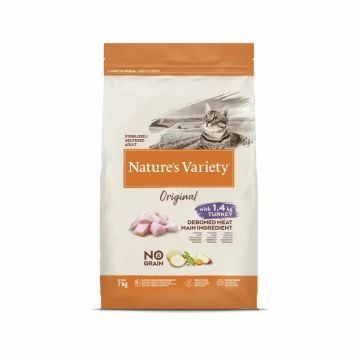 Nature'S Variety Feline Adult Original Esterilizado Pavo, 7 kg, pienso paragatos