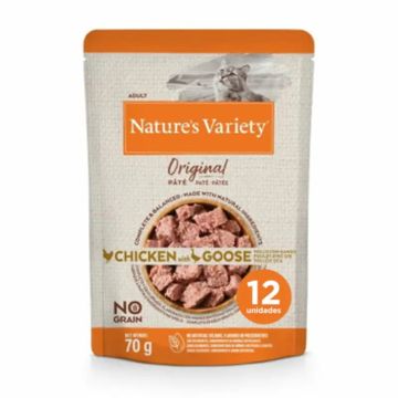 Nature'S Variety Feline Adult Original Pate Pollo Ganso, 12 x 70 g, snack paragatos