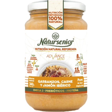 Natursenior Puré Adultos Garbanzos Con Carne Y Jamón Ibérico Con Omega 3Dha+Epa, Prebióticos Y Proteínas. , 340 gr
