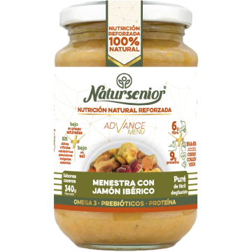 Natursenior Puré Adultos Menestra Con Jamón Ibérico Con Omega 3 Dha+Epa,Prebióticos Y Proteínas. , 340 gr
