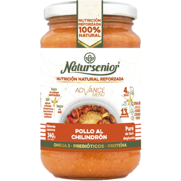 Natursenior Puré Adultos Pollo Al Chillindrón Con Omega 3 Dha+Epa, Prebióticos YProteínas. , 340 gr