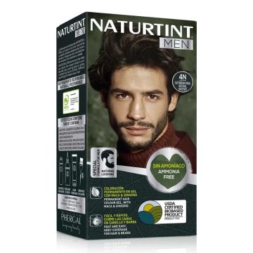 Naturtint Men Tinte Coloración Permanente Hombre Cabello Y Barba Sin Amoníaco 4N- Castaño Natural