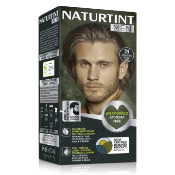 Naturtint Men Tinte Coloración Permanente Hombre Cabello Y Barba Sin Amoníaco 7N- Rubio Avellana