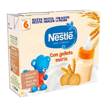 Nestlé Brik Leche y Cereales 8 Cereales con Galleta María, 2X250 gr