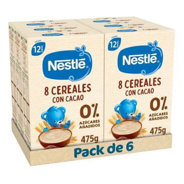 Nestlé Pack 6 Papillas 8 Cereales Con Cacao , 475g