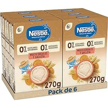 NESTLÉ Pack 6 Selección Multicereales Galleta Papillas 0% , 270g