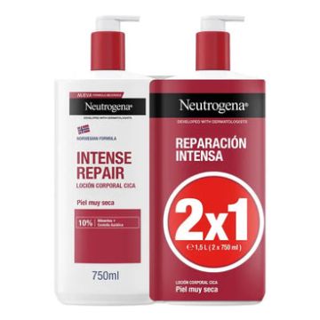 Neutrogena Crema Hidratante Corporal Reparadora CICA Piel muy seca Pack, 2x750ml
