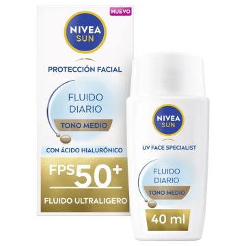 Nivea Sun Fluido Facial Diario Ultra Ligero Tono Medio Spf50+ 40Ml