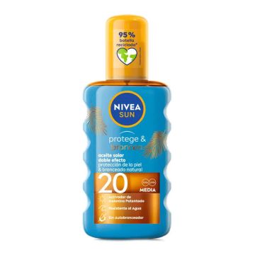 NIVEA Sun SPF20 Protege & Broncea Aceite Solar Activador del Bronceado, 200 ml