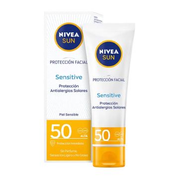 NIVEA Sun SPF50 Crema Solar Facial Sensitive Piel Sensible, 50 ml
