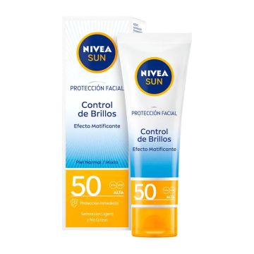 NIVEA Sun SPF50 Crema Solar Facial Uv Control de Brillos, 50 ml