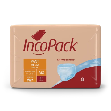 Incopack Pant Absorbente Noche Talla Media , 80 unidades