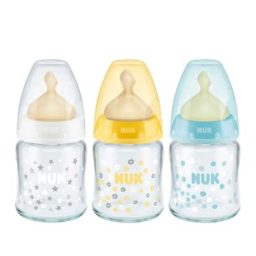 NUK Biberón First Choice Cristal 0-6 M Latex 120 ml, 1 unidad