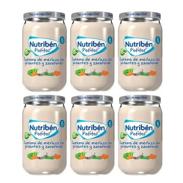Nutriben Potito Suprema De Merluza Con Guisantes Y Zanahorias , 6 x 235 gr