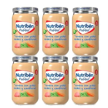 Nutriben Potito Ternera Con Judias Verdes Y Zanahoria , 6 x 235 gr