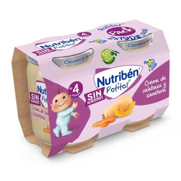 Nutriben Potitos Crema De Calabaza Y Zanahorias, Desde Los 4 Meses, 2 Unidades X190 Gr