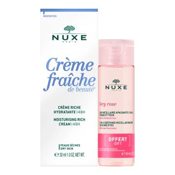 Nuxe Crema Rica Hidratante 48H Pieles Secas Crème Fraîche De Beauté Agua MicelarVery Rose 50Ml De Regalo