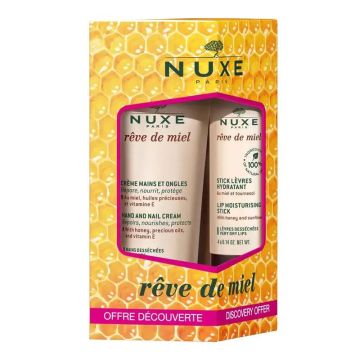 Nuxe Reve De Miel Dúo Crema Manos Y Uñas Reparadora 30 ml Y Stick De LabiosHidratante 4Gr