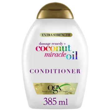 OGX Acondicionador Coconut Miracle Oil Extra Strength, Repara y Revive, CabellosDañados, 385 ml