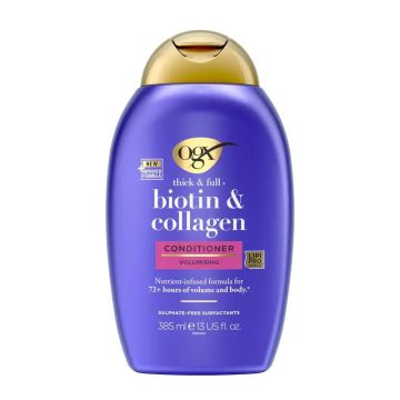 OGX Acondicionador sin Sulfatos, Biotina y Colágeno, Cabello Voluminoso ySaludable, 385 ml